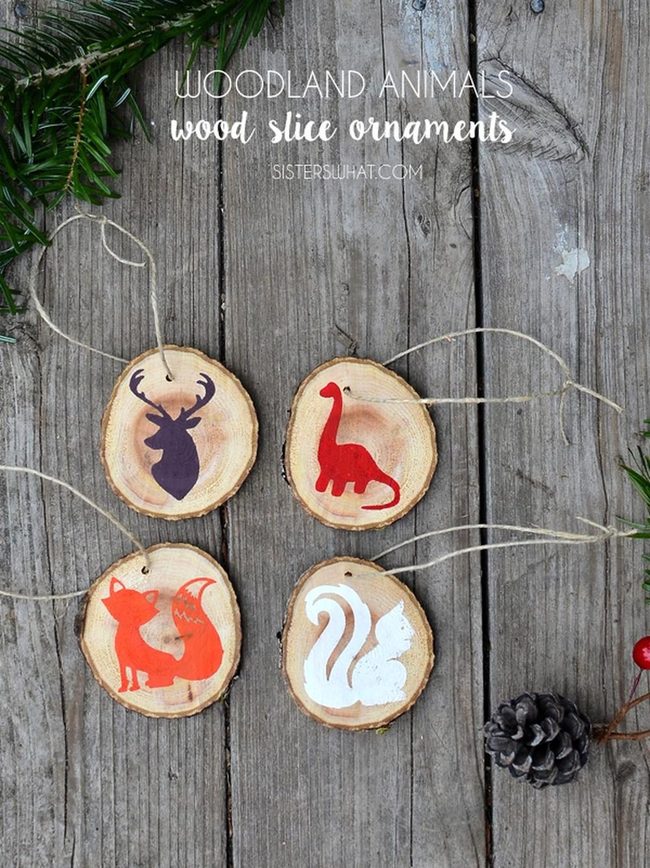 Painted Animals On Wood Slices