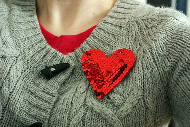 Red Heart Sequin Sweater
