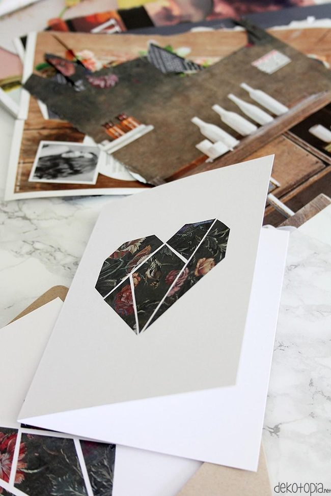Dark Florals Geometric Heart