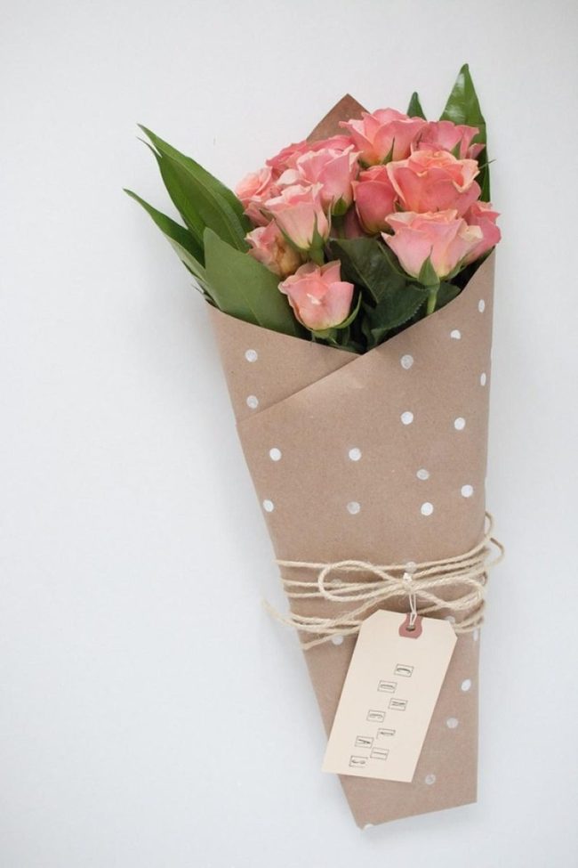 Pink Roses Brown Polka Wrap