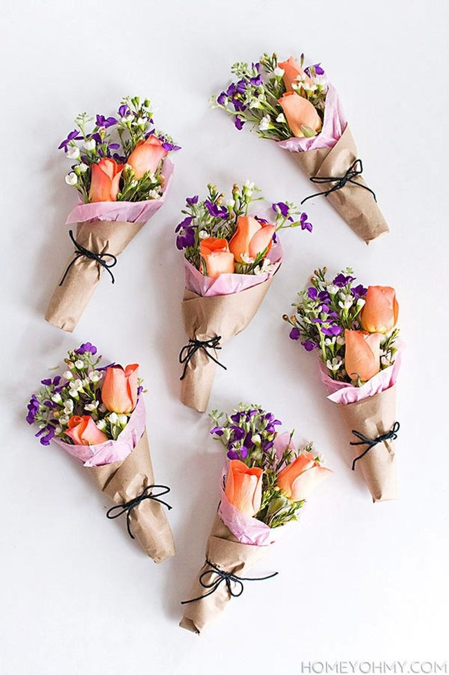 Orange Roses With Purple Blooms