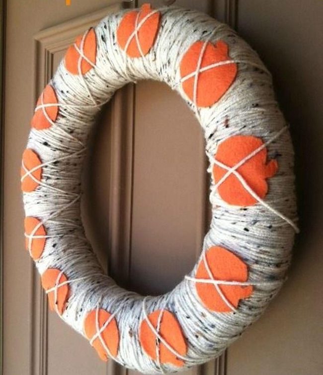 Orange Felt String Wreath