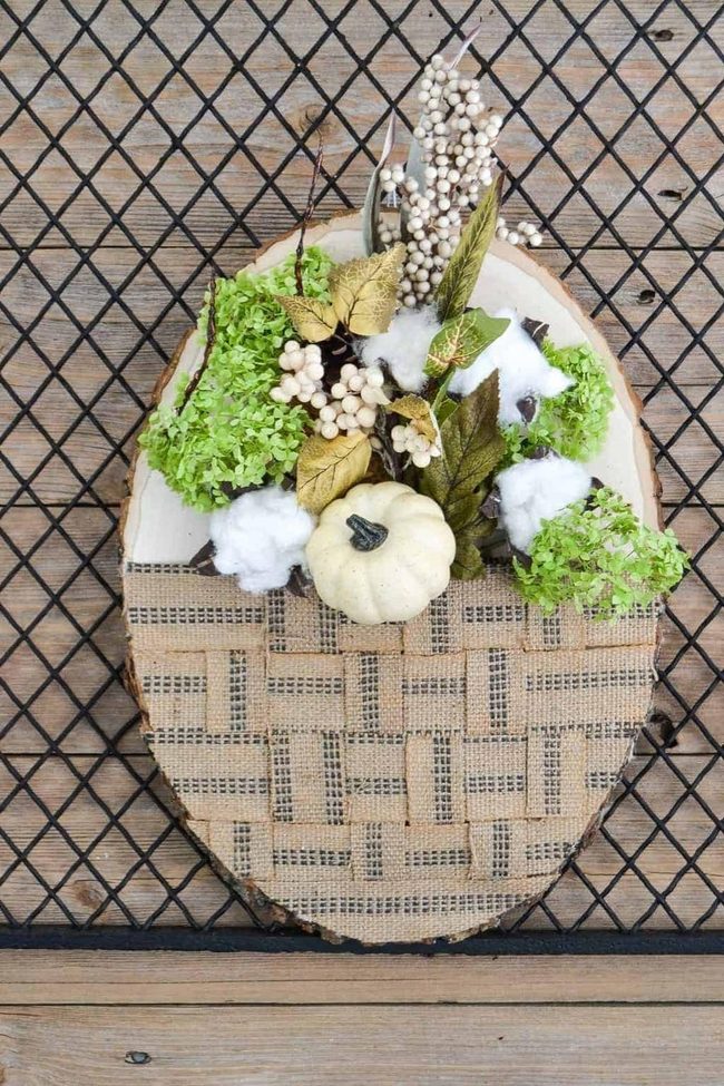 Wood Slice Wreath With Fresh Greenery