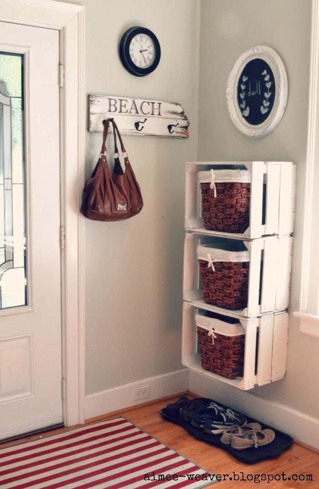 White Painted Crates, Natural Baskets