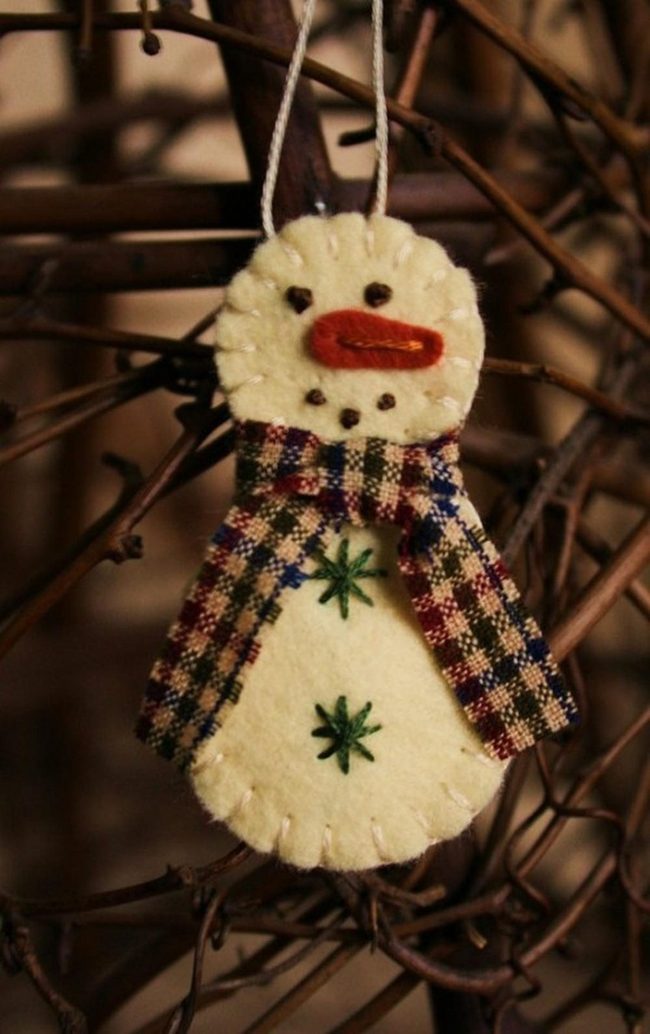 Green Snowflake Felt Snowman