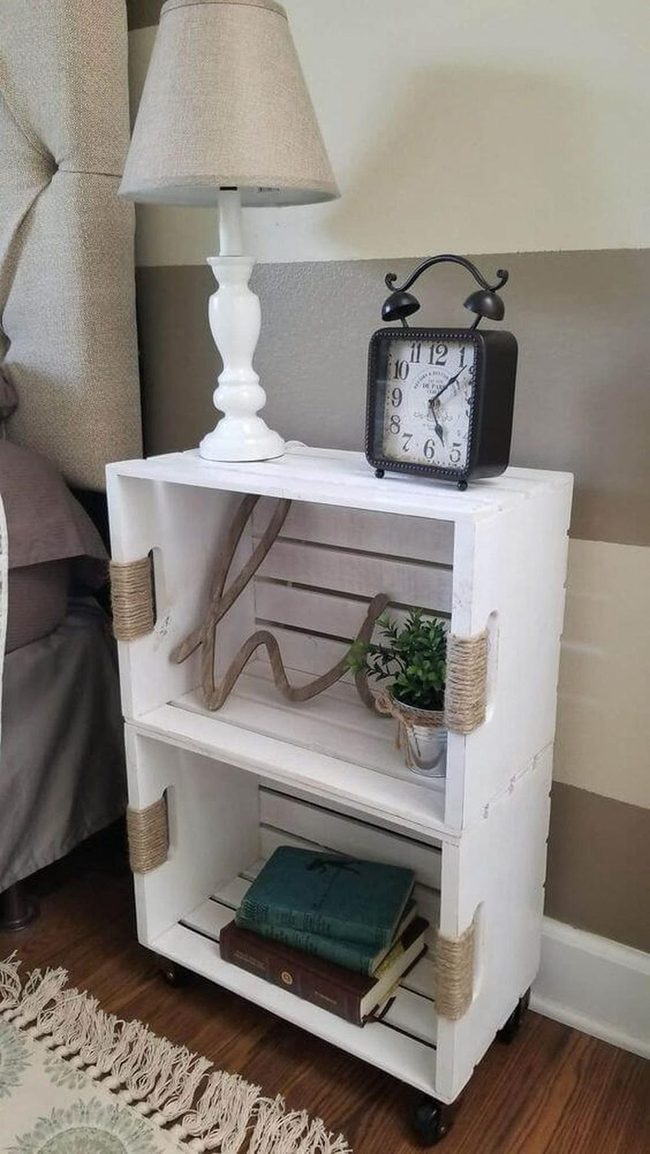 Stacked Wood Crates Rope Handles