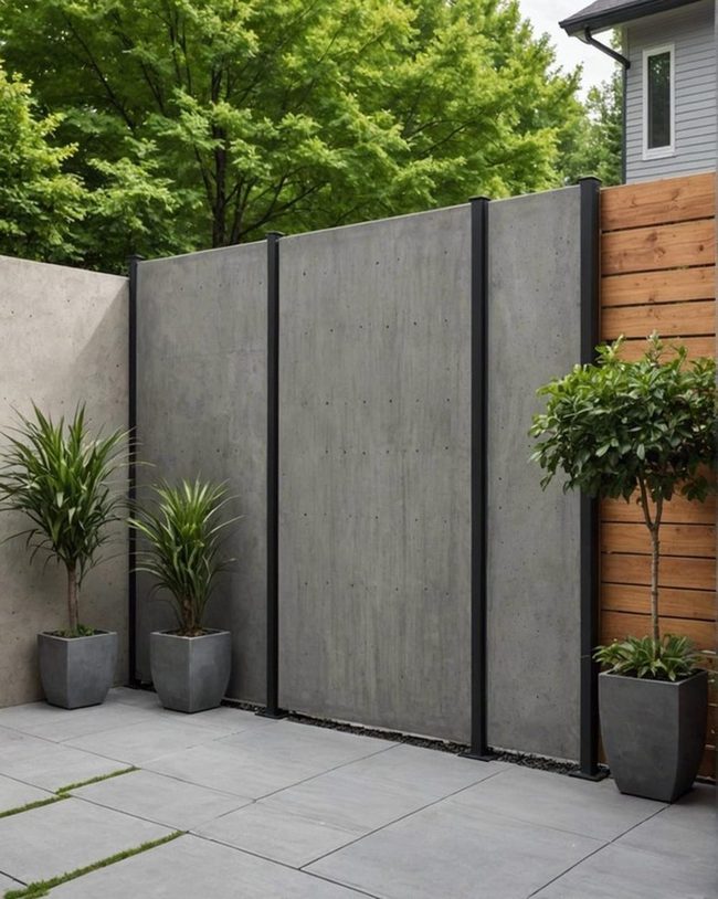Concrete Patio Geometric Privacy Screen