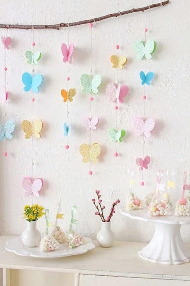 Fabric Butterflies Spring Garland