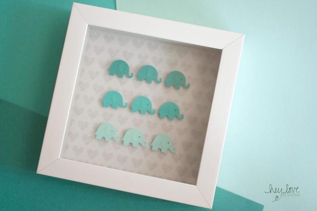 Nine Blue Elephants Square Frame