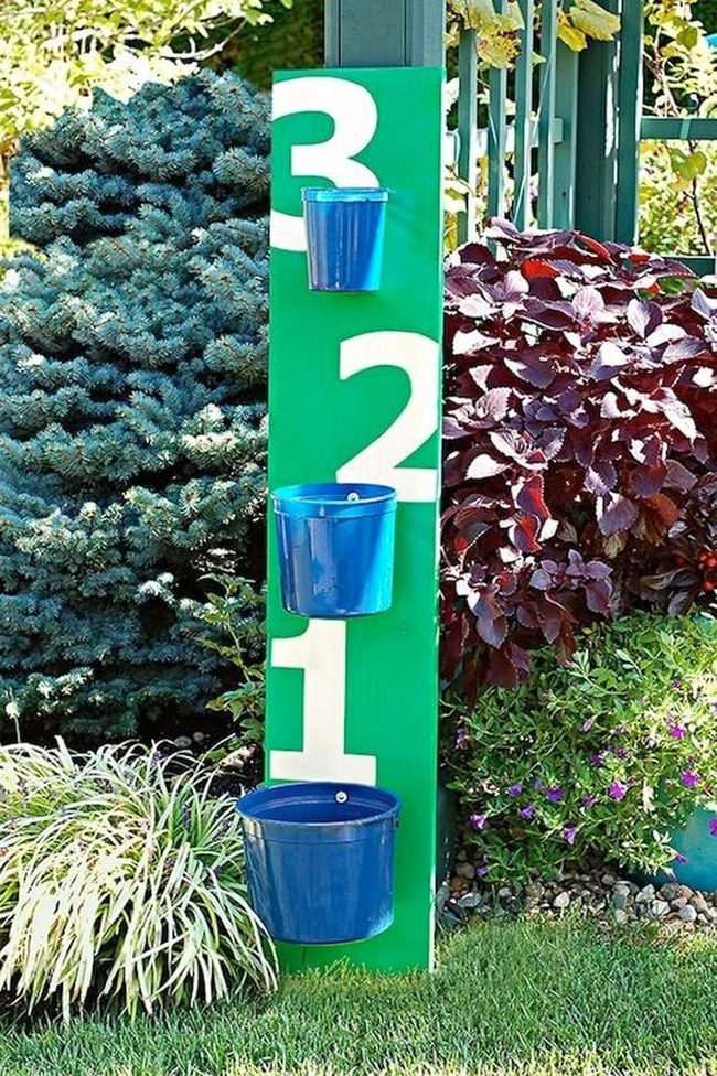Colorful Bucket Toss Game