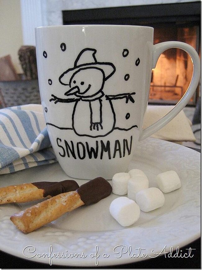 Black Line Drawing Winter Mug