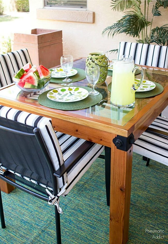 Glass Top Wood Frame Dining