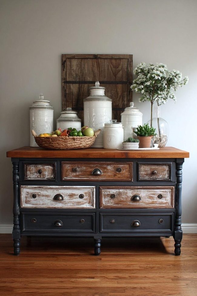 Navy Dresser Updates Into Kitchen Island