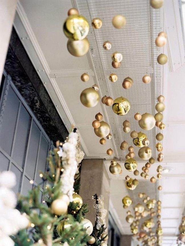Metallic Spheres Over Evergreen