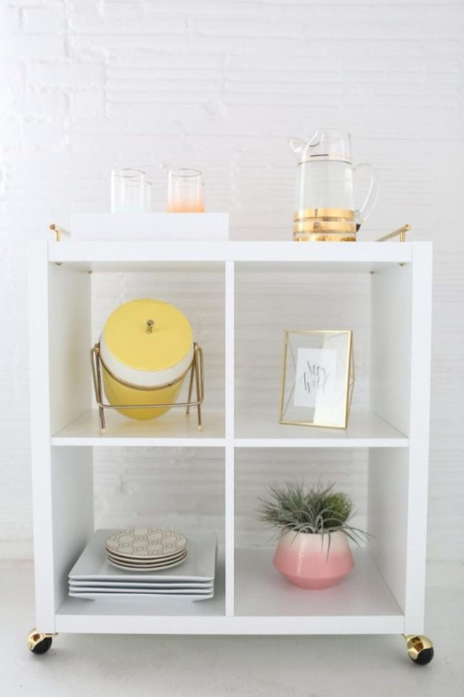 Gold-Wheeled Kitchen Cart Styled