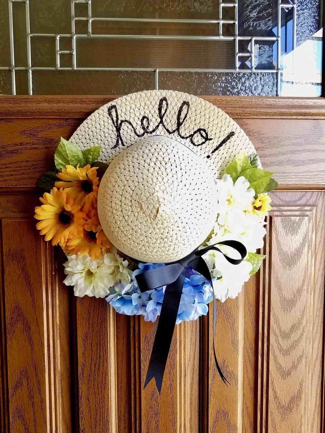 Pastel Flower Straw Wreath