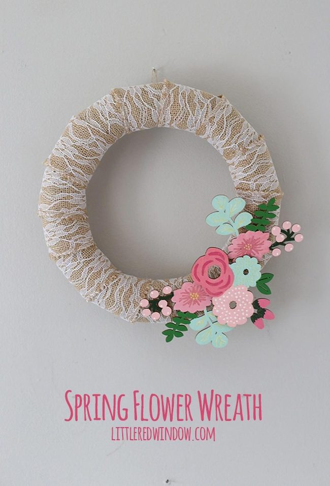 Pink Paper Flowers Spring Wreath