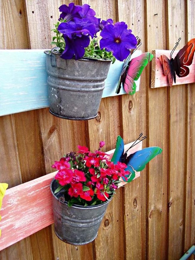Galvanized Buckets Vertical Garden