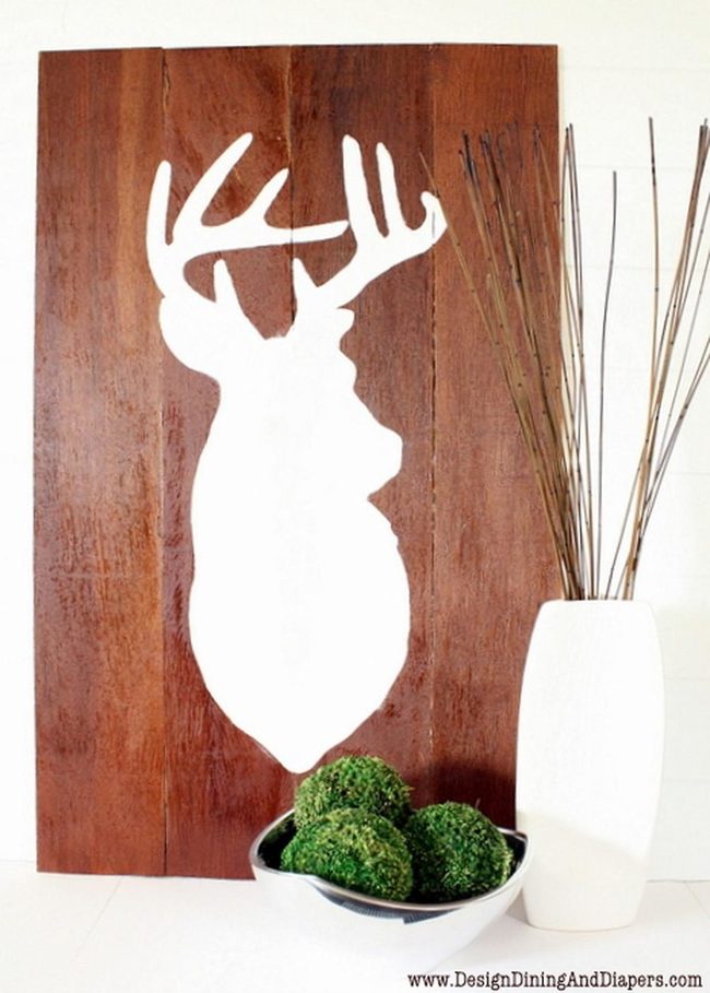 White Deer On Warm Wood