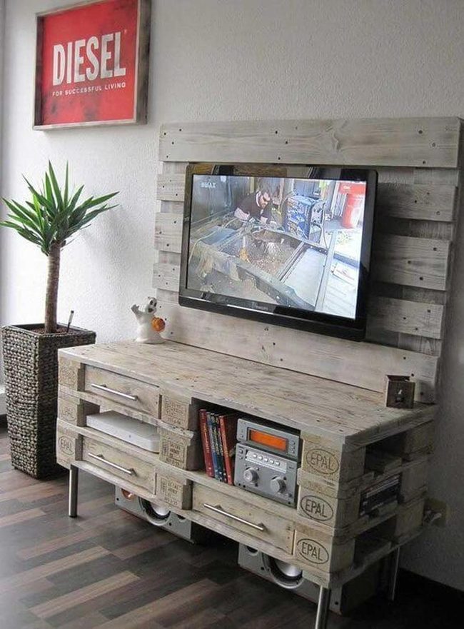 Weathered Wood Media Stand