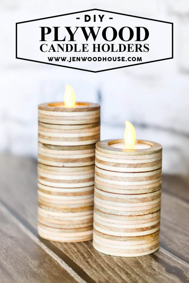 Layered Wood Candle Holders