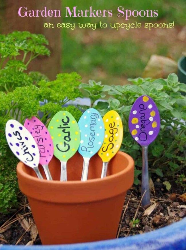 Colorful Metal Spoon Garden Markers