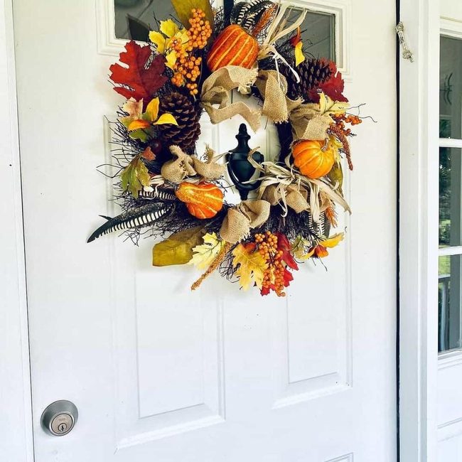 Autumn Wreath White Door