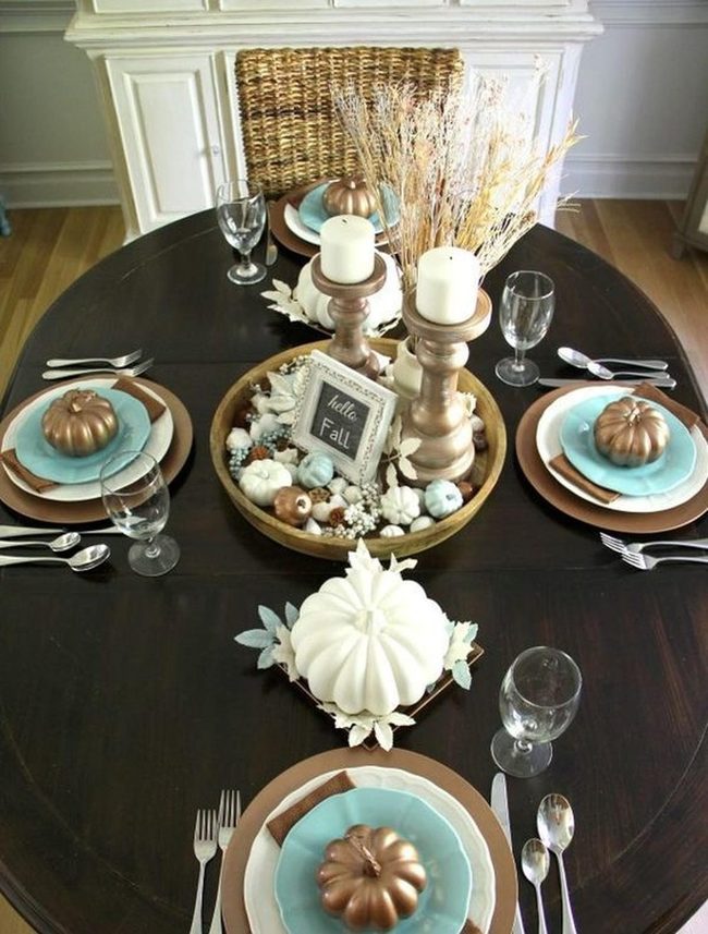 Dark Wood Autumn Table