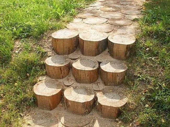 Wooden Slice Garden Path