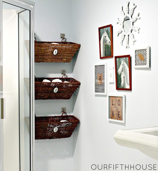 Brown Wicker Storage Wall