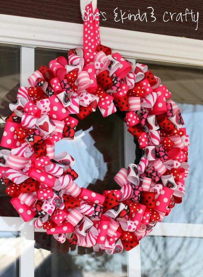 Striped Ribbon Wreaths In Pink