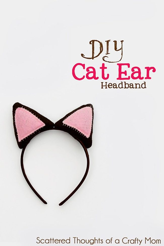 Black Cat Ears Pink Felt