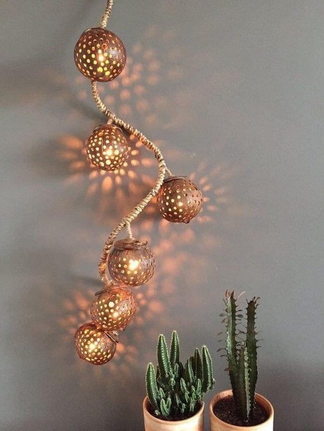 Carved Coconut Shell Lantern