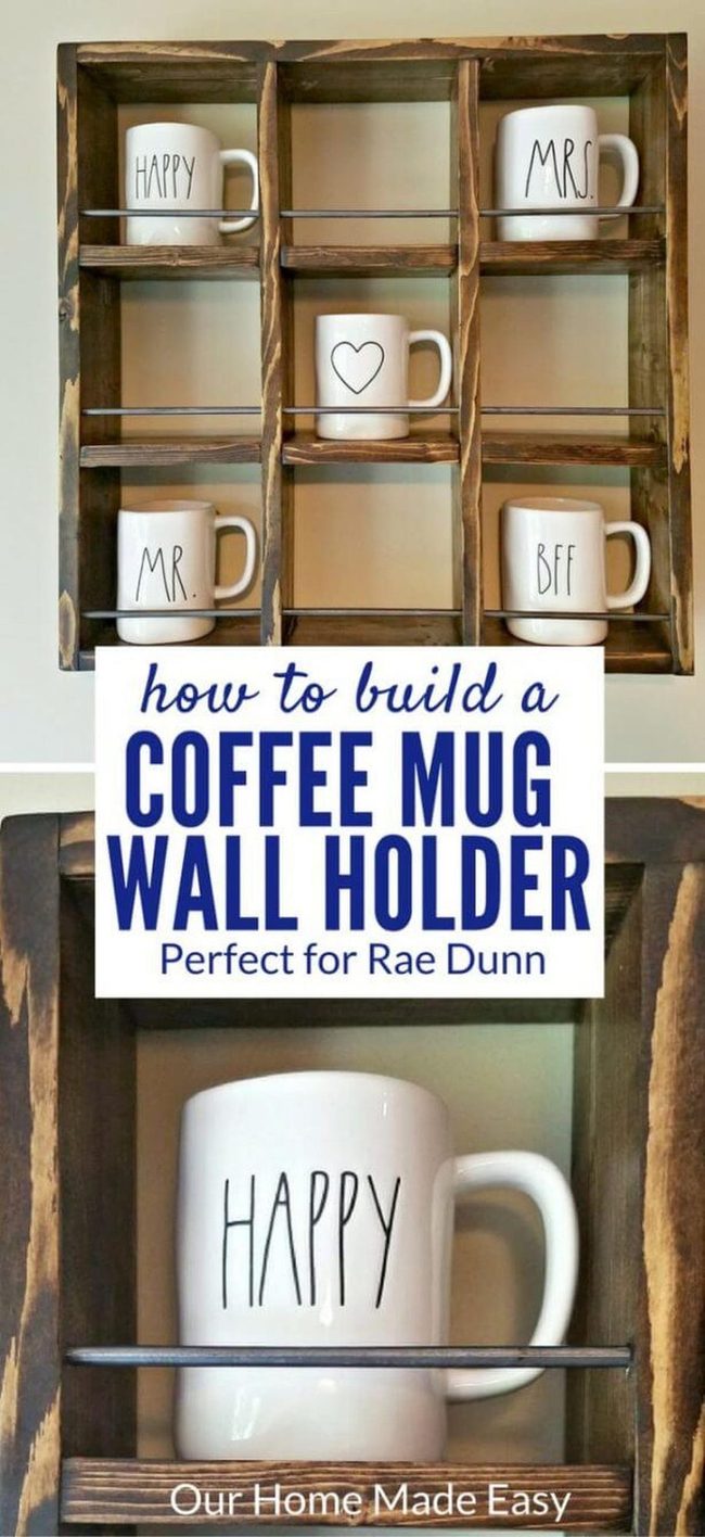 Warm Wood And Steel Mug Organizer
