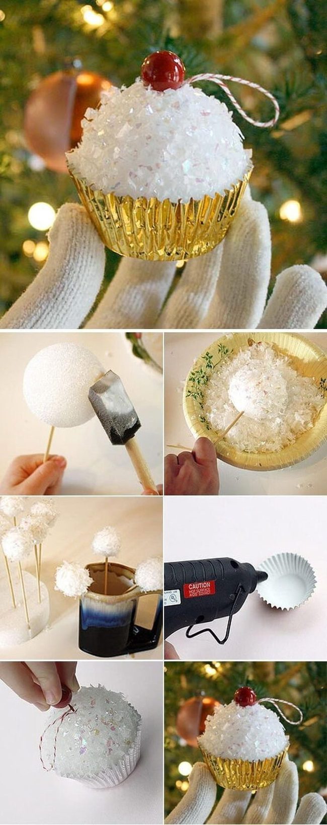 Candy-Topped Cupcake Ornaments