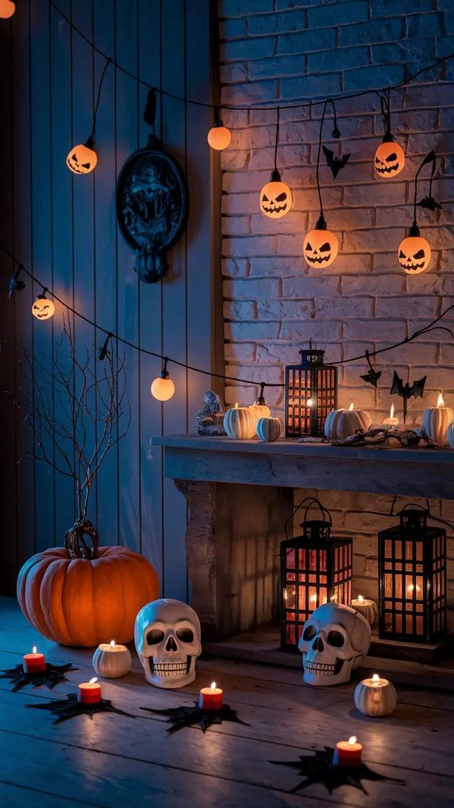 Orange-Lit Skulls Transform Rooms