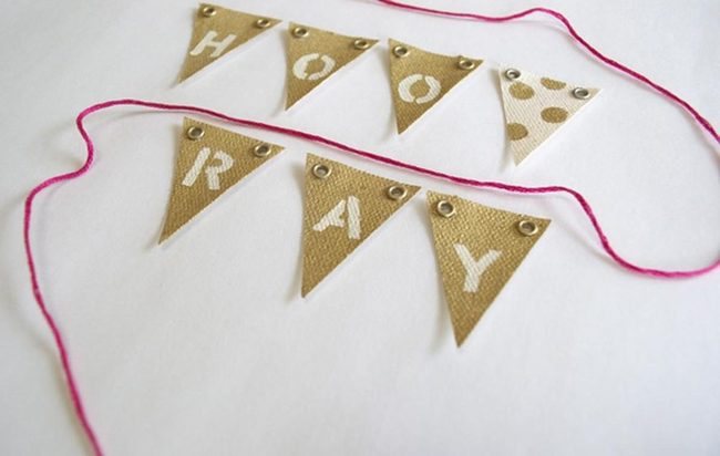 Brown Burlap Hooray Banners