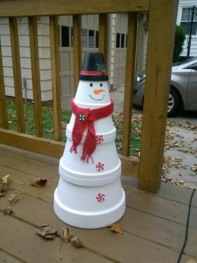 Flower Pot Snowman Winter