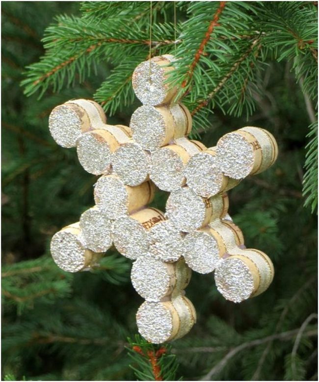 Glitter Cork Star Ornaments