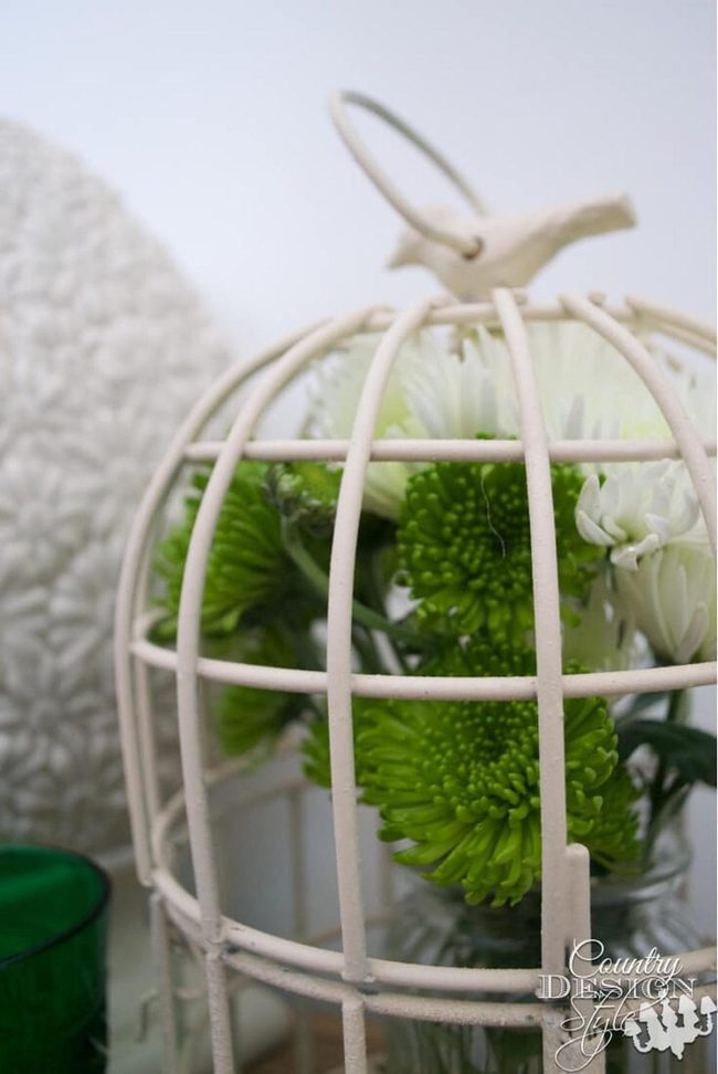 White Birdcage Mason Jar Centerpiece