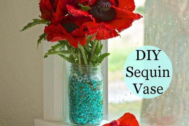 Red Flowers, Sparkling Blue Sequins
