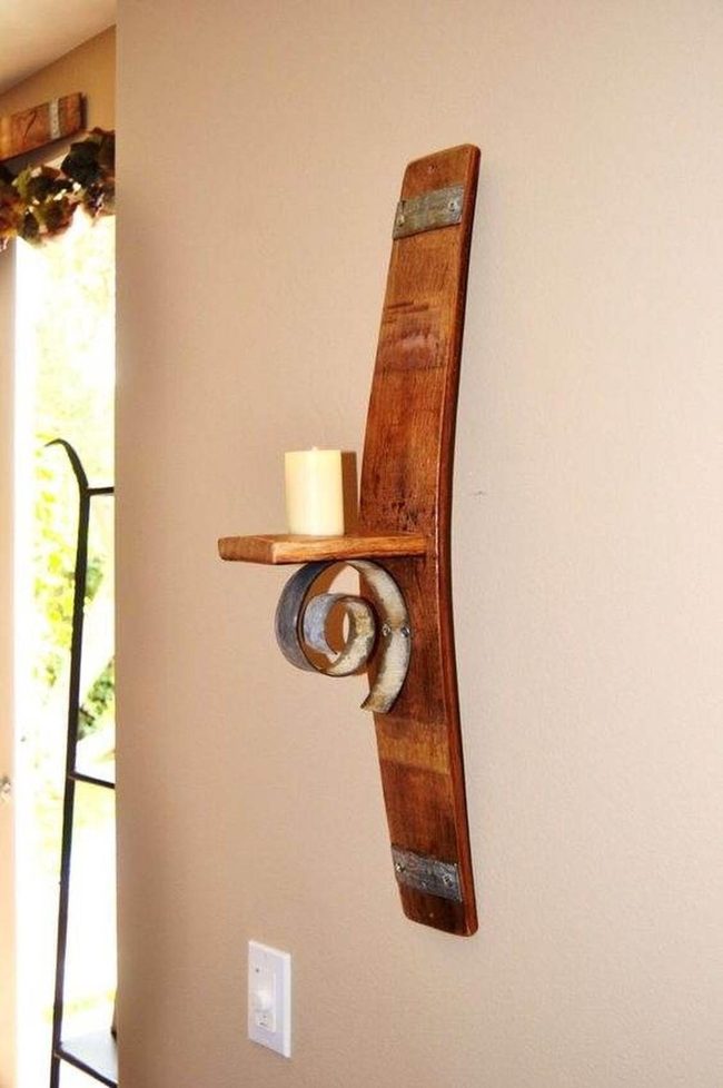 Curved Whiskey Barrel Candle Holder