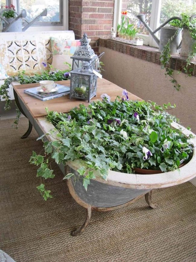 Vintage Iron Half-Planter Table