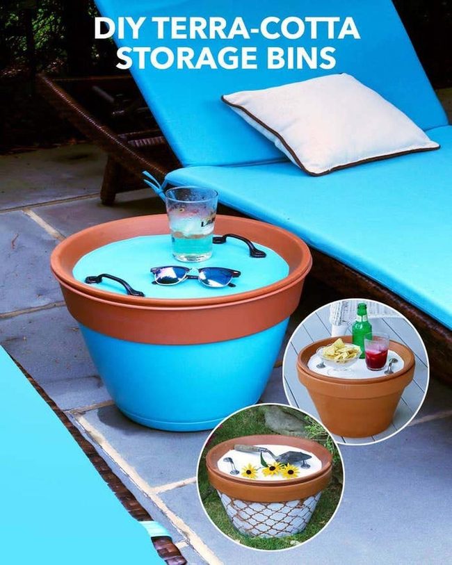 Clay Storage Planters Poolside