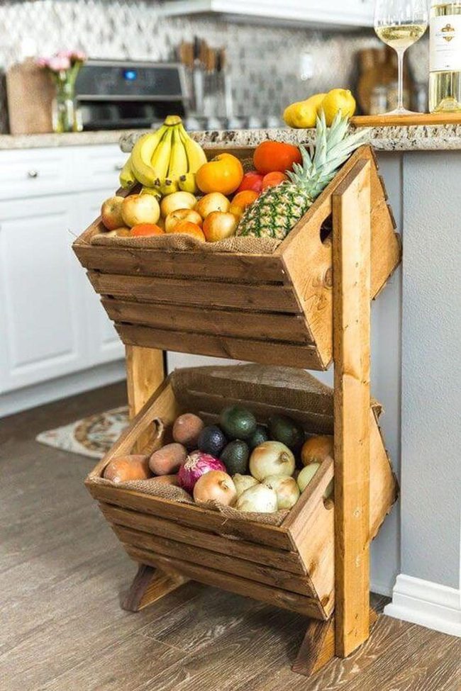Stacked Wood Crates Kitchen Storage