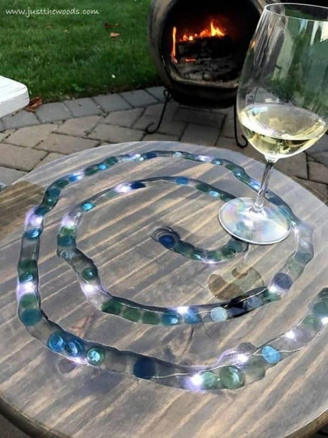 Glowing Glass Swirl Table