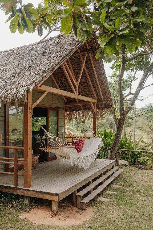 Hammocks Between Wooden Posts