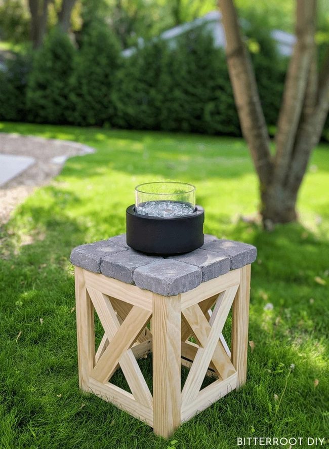 Concrete And Wood Outdoor Stool