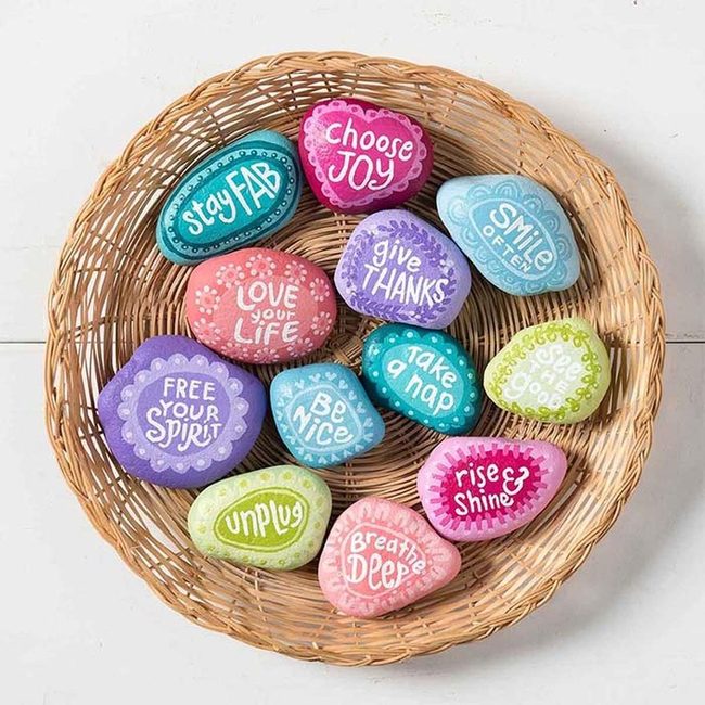 Colorful Painted Stones, Positive Messages
