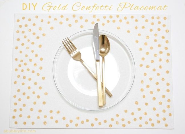 Gold Dots On White Linen